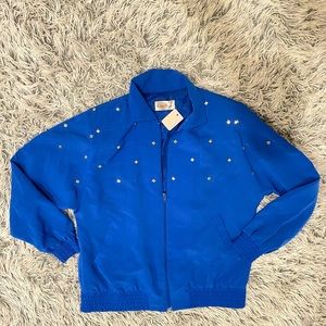 3/$15 ✨ Bright Blue Bomber with studs and pockets